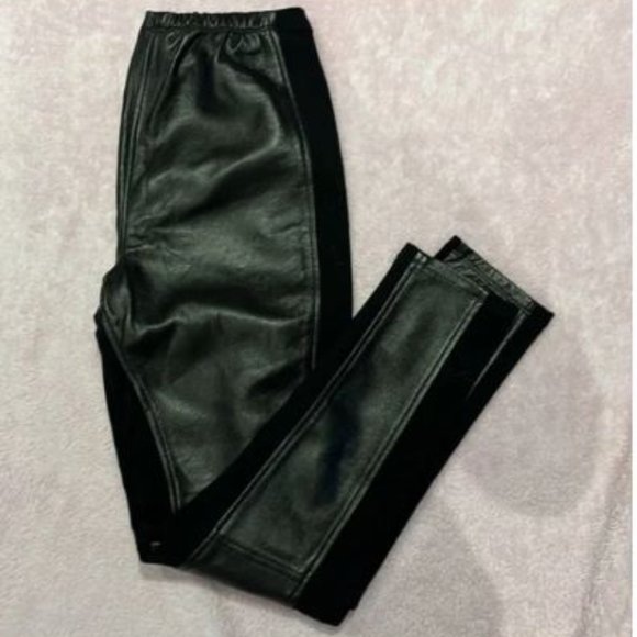 *NWT* 100% Lambskin Leather High-Waist Panel Leggings - Picture 14 of 15